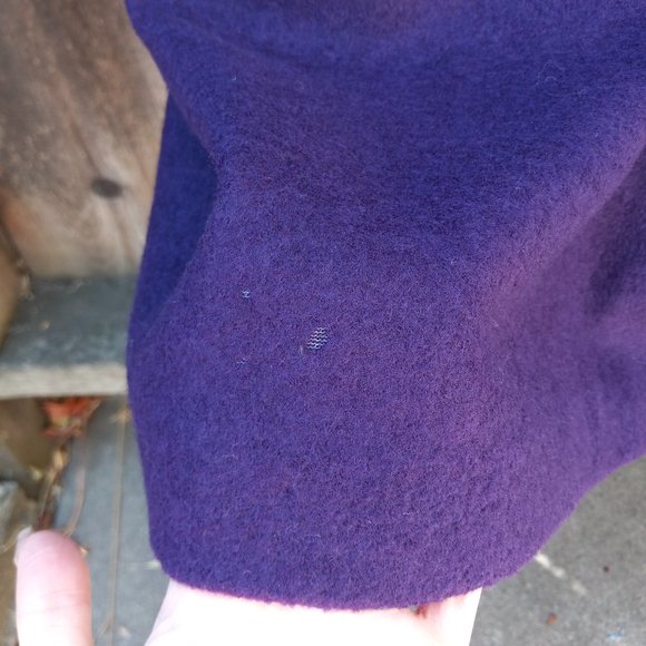 Retro Purple Car Coat with Attached Scarf - Picture 4 of 16